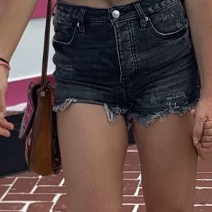 We The Free Charcoal Frayed Jean Shorts